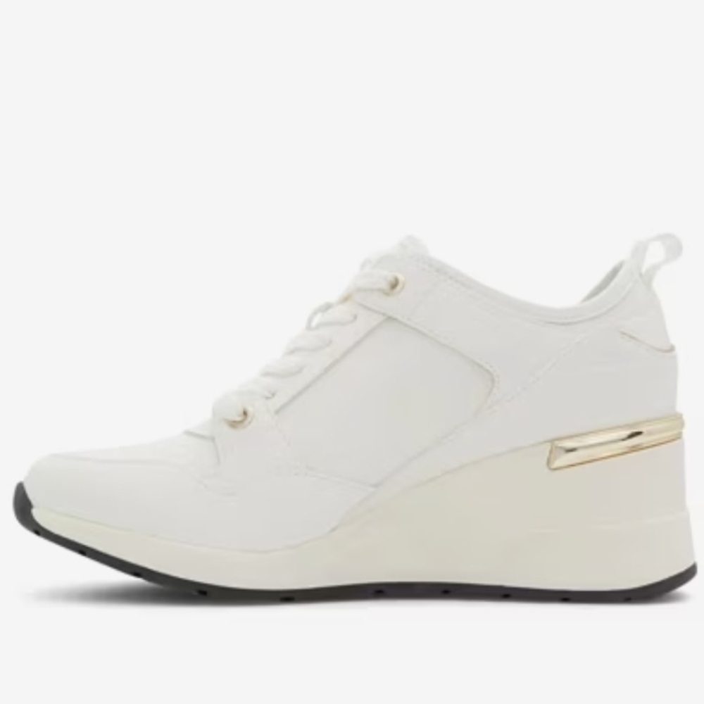 Aldo White and Gold Wedge Sneakers